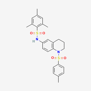 molecular formula C25H28N2O4S2 B2618969 2,4,6-trimethyl-N-(1-tosyl-1,2,3,4-tetrahydroquinolin-6-yl)benzenesulfonamide CAS No. 1005293-97-9
