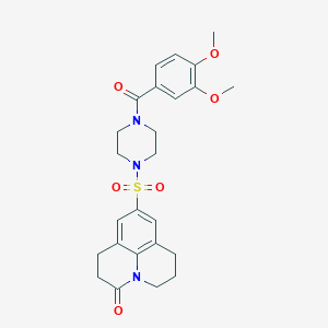 9-((4-(3,4-dimethoxybenzoyl)piperazin-1-yl)sulfonyl)-1,2,6,7-tetrahydropyrido[3,2,1-ij]quinolin-3(5H)-one