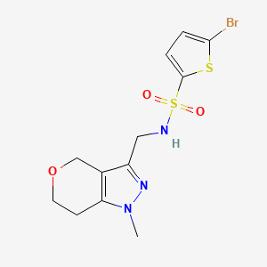 molecular formula C12H14BrN3O3S2 B2618982 5-bromo-N-((1-methyl-1,4,6,7-tetrahydropyrano[4,3-c]pyrazol-3-yl)methyl)thiophene-2-sulfonamide CAS No. 1797681-85-6