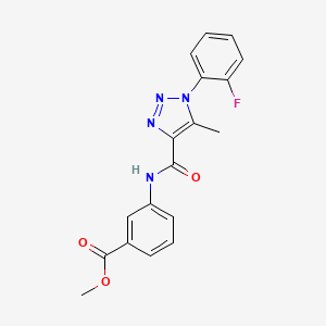 molecular formula C18H15FN4O3 B2618986 methyl 3-(1-(2-fluorophenyl)-5-methyl-1H-1,2,3-triazole-4-carboxamido)benzoate CAS No. 924833-88-5