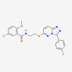 molecular formula C21H17ClFN5O3 B2618993 5-chloro-N-(2-((3-(4-fluorophenyl)-[1,2,4]triazolo[4,3-b]pyridazin-6-yl)oxy)ethyl)-2-methoxybenzamide CAS No. 1021124-99-1