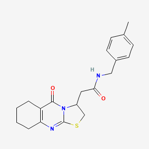 molecular formula C20H23N3O2S B2618994 N-(4-methylbenzyl)-2-(5-oxo-3,5,6,7,8,9-hexahydro-2H-thiazolo[2,3-b]quinazolin-3-yl)acetamide CAS No. 1021091-35-9