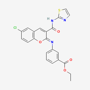 ethyl 3-{[(2Z)-6-chloro-3-(1,3-thiazol-2-ylcarbamoyl)-2H-chromen-2-ylidene]amino}benzoate