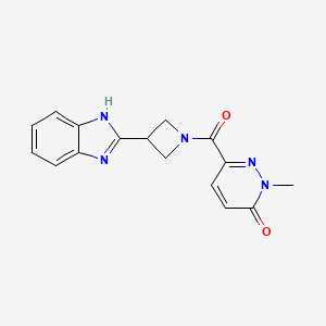 molecular formula C16H15N5O2 B2619011 6-(3-(1H-benzo[d]imidazol-2-yl)azetidine-1-carbonyl)-2-methylpyridazin-3(2H)-one CAS No. 1334370-39-6