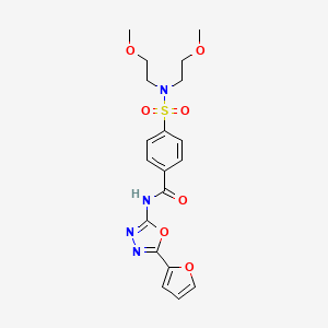 molecular formula C19H22N4O7S B2619014 4-[bis(2-methoxyethyl)sulfamoyl]-N-[5-(furan-2-yl)-1,3,4-oxadiazol-2-yl]benzamide CAS No. 905680-27-5