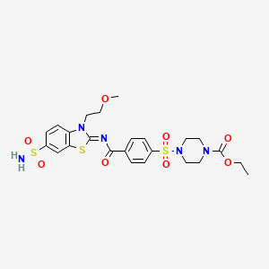 molecular formula C24H29N5O8S3 B2619015 (Z)-ethyl 4-((4-((3-(2-methoxyethyl)-6-sulfamoylbenzo[d]thiazol-2(3H)-ylidene)carbamoyl)phenyl)sulfonyl)piperazine-1-carboxylate CAS No. 865160-30-1