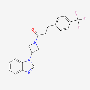 molecular formula C20H18F3N3O B2619018 1-[3-(Benzimidazol-1-yl)azetidin-1-yl]-3-[4-(trifluoromethyl)phenyl]propan-1-one CAS No. 2380194-70-5