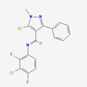 3-chloro-N-[(5-chloro-1-methyl-3-phenyl-1H-pyrazol-4-yl)methylene]-2,4-difluoroaniline