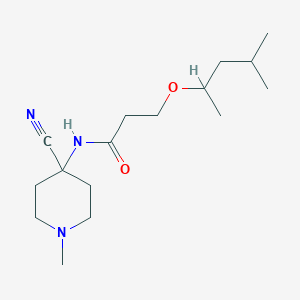 molecular formula C16H29N3O2 B2619039 N-(4-Cyano-1-methylpiperidin-4-yl)-3-(4-methylpentan-2-yloxy)propanamide CAS No. 1465387-81-8