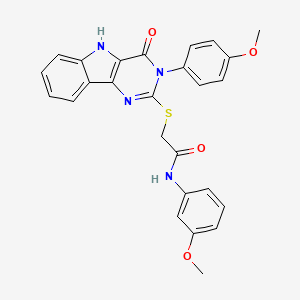molecular formula C26H22N4O4S B2619040 N-(3-methoxyphenyl)-2-((3-(4-methoxyphenyl)-4-oxo-4,5-dihydro-3H-pyrimido[5,4-b]indol-2-yl)thio)acetamide CAS No. 536707-71-8