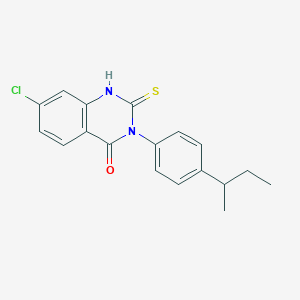 molecular formula C18H17ClN2OS B2619041 3-(4-sec-Butyl-phenyl)-7-chloro-2-mercapto-3H-quinazolin-4-one CAS No. 556009-85-9