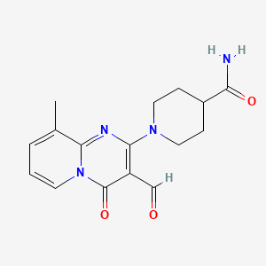molecular formula C16H18N4O3 B2619049 1-{3-formyl-9-methyl-4-oxo-4H-pyrido[1,2-a]pyrimidin-2-yl}piperidine-4-carboxamide CAS No. 889814-81-7