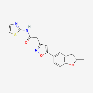 molecular formula C17H15N3O3S B2619056 2-(5-(2-methyl-2,3-dihydrobenzofuran-5-yl)isoxazol-3-yl)-N-(thiazol-2-yl)acetamide CAS No. 1211240-37-7