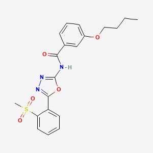 molecular formula C20H21N3O5S B2619057 3-butoxy-N-[5-(2-methylsulfonylphenyl)-1,3,4-oxadiazol-2-yl]benzamide CAS No. 886923-74-6