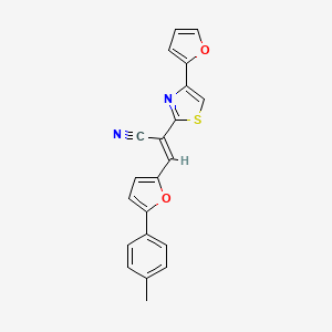 molecular formula C21H14N2O2S B2619078 (E)-2-(4-(furan-2-yl)thiazol-2-yl)-3-(5-(p-tolyl)furan-2-yl)acrylonitrile CAS No. 868154-57-8