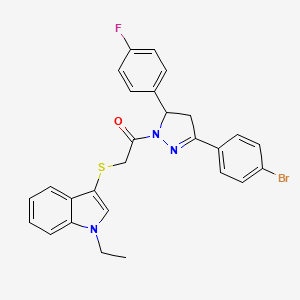 1-[5-(4-Bromophenyl)-3-(4-fluorophenyl)-3,4-dihydropyrazol-2-yl]-2-(1-ethylindol-3-yl)sulfanylethanone