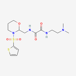 molecular formula C15H24N4O5S2 B2619086 N1-(2-(dimethylamino)ethyl)-N2-((3-(thiophen-2-ylsulfonyl)-1,3-oxazinan-2-yl)methyl)oxalamide CAS No. 869072-04-8
