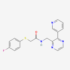 molecular formula C18H15FN4OS B2619087 2-[(4-fluorophenyl)sulfanyl]-N-{[3-(pyridin-3-yl)pyrazin-2-yl]methyl}acetamide CAS No. 2097909-45-8