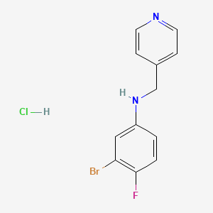 molecular formula C12H11BrClFN2 B2619092 3-bromo-4-fluoro-N-(pyridin-4-ylmethyl)aniline hydrochloride CAS No. 1864015-94-0