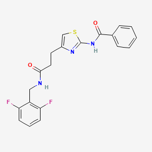 molecular formula C20H17F2N3O2S B2619093 N-(4-(3-((2,6-difluorobenzyl)amino)-3-oxopropyl)thiazol-2-yl)benzamide CAS No. 1021256-75-6