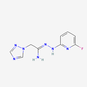 molecular formula C9H10FN7 B2619097 N'-[(6-fluoropyridin-2-yl)amino]-2-(1,2,4-triazol-1-yl)ethanimidamide CAS No. 477852-46-3