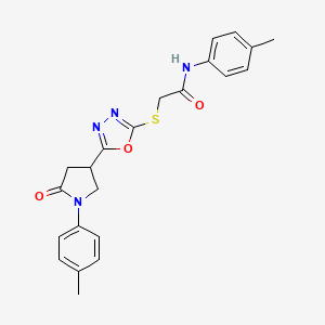 2-((5-(5-oxo-1-(p-tolyl)pyrrolidin-3-yl)-1,3,4-oxadiazol-2-yl)thio)-N-(p-tolyl)acetamide