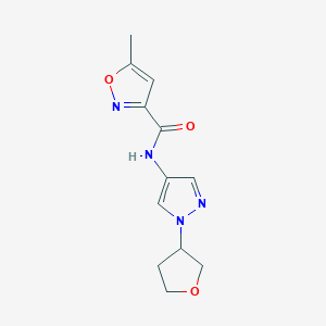 molecular formula C12H14N4O3 B2619106 5-methyl-N-(1-(tetrahydrofuran-3-yl)-1H-pyrazol-4-yl)isoxazole-3-carboxamide CAS No. 1797558-75-8