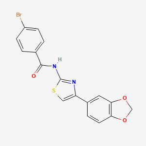 molecular formula C17H11BrN2O3S B2619109 N-(4-(benzo[d][1,3]dioxol-5-yl)thiazol-2-yl)-4-bromobenzamide CAS No. 477547-51-6