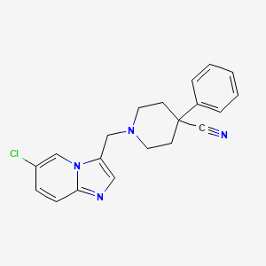 molecular formula C20H19ClN4 B2619110 1-[(6-Chloroimidazo[1,2-a]pyridin-3-yl)methyl]-4-phenyl-4-piperidinecarbonitrile CAS No. 882748-17-6