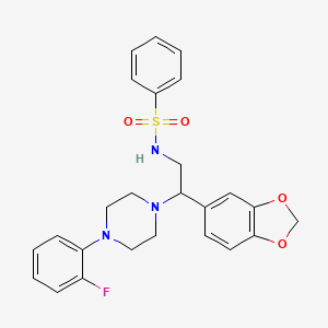 N-(2-(benzo[d][1,3]dioxol-5-yl)-2-(4-(2-fluorophenyl)piperazin-1-yl)ethyl)benzenesulfonamide