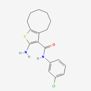 molecular formula C17H19ClN2OS B2619136 2-amino-N-(3-chlorophenyl)-4,5,6,7,8,9-hexahydrocycloocta[b]thiophene-3-carboxamide CAS No. 777876-93-4