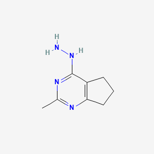 molecular formula C8H12N4 B2619138 (2-methyl-6,7-dihydro-5H-cyclopenta[d]pyrimidin-4-yl)hydrazine CAS No. 879641-59-5