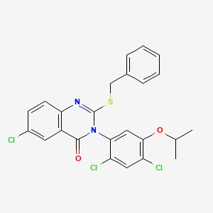 molecular formula C24H19Cl3N2O2S B2619153 2-(benzylsulfanyl)-6-chloro-3-(2,4-dichloro-5-isopropoxyphenyl)-4(3H)-quinazolinone CAS No. 339099-32-0