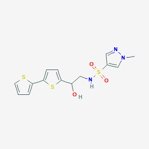 molecular formula C14H15N3O3S3 B2619156 N-(2-{[2,2'-bithiophene]-5-yl}-2-hydroxyethyl)-1-methyl-1H-pyrazole-4-sulfonamide CAS No. 2097902-95-7