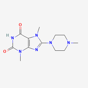 molecular formula C12H18N6O2 B2619165 3,7-Dimethyl-8-(4-methylpiperazin-1-yl)purine-2,6-dione CAS No. 67162-66-7