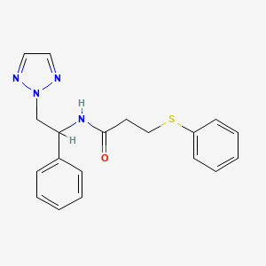 molecular formula C19H20N4OS B2619166 N-(1-phenyl-2-(2H-1,2,3-triazol-2-yl)ethyl)-3-(phenylthio)propanamide CAS No. 2034547-79-8