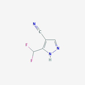 molecular formula C5H3F2N3 B2619167 3-(Difluoromethyl)-1H-pyrazole-4-carbonitrile CAS No. 1625636-71-6