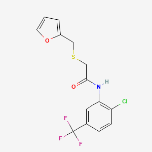 molecular formula C14H11ClF3NO2S B2619173 N-(2-chloro-5-(trifluoromethyl)phenyl)-2-((furan-2-ylmethyl)thio)acetamide CAS No. 403835-77-8