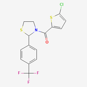 (5-Chlorothiophen-2-yl)(2-(4-(trifluoromethyl)phenyl)thiazolidin-3-yl)methanone