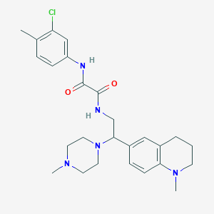 molecular formula C26H34ClN5O2 B2619189 N1-(3-chloro-4-methylphenyl)-N2-(2-(1-methyl-1,2,3,4-tetrahydroquinolin-6-yl)-2-(4-methylpiperazin-1-yl)ethyl)oxalamide CAS No. 921901-99-7