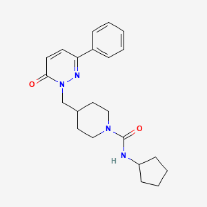 molecular formula C22H28N4O2 B2619195 N-cyclopentyl-4-[(6-oxo-3-phenyl-1,6-dihydropyridazin-1-yl)methyl]piperidine-1-carboxamide CAS No. 2097928-86-2