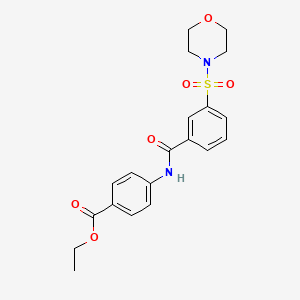 molecular formula C20H22N2O6S B2619196 4-[[[3-(4-Morpholinylsulfonyl)phenyl]-oxomethyl]amino]benzoic acid ethyl ester CAS No. 313659-11-9