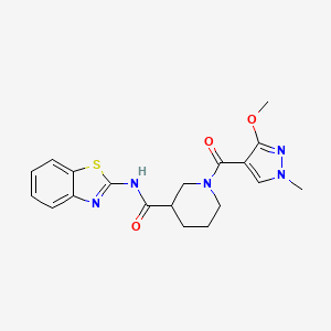 molecular formula C19H21N5O3S B2619200 N-(1,3-benzothiazol-2-yl)-1-(3-methoxy-1-methyl-1H-pyrazole-4-carbonyl)piperidine-3-carboxamide CAS No. 1251686-68-6