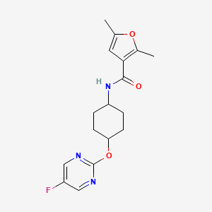 molecular formula C17H20FN3O3 B2619206 N-((1r,4r)-4-((5-fluoropyrimidin-2-yl)oxy)cyclohexyl)-2,5-dimethylfuran-3-carboxamide CAS No. 2034401-53-9