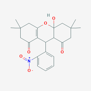 molecular formula C23H27NO6 B261921 9-(2-Nitrophenyl)-3,3,6,6-tetramethyl-4a-hydroxy-3,4,4a,5,6,9a-hexahydro-9H-xanthene-1,8(2H,7H)-dione 