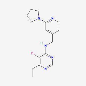 molecular formula C16H20FN5 B2619219 6-ethyl-5-fluoro-N-{[2-(pyrrolidin-1-yl)pyridin-4-yl]methyl}pyrimidin-4-amine CAS No. 2415525-04-9