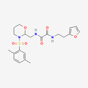 molecular formula C21H27N3O6S B2619225 N1-((3-((2,5-dimethylphenyl)sulfonyl)-1,3-oxazinan-2-yl)methyl)-N2-(2-(furan-2-yl)ethyl)oxalamide CAS No. 872724-62-4