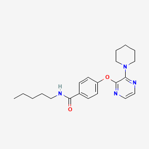 molecular formula C21H28N4O2 B2619243 N-pentyl-4-[(3-piperidin-1-ylpyrazin-2-yl)oxy]benzamide CAS No. 1326890-66-7