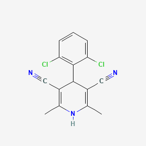 molecular formula C15H11Cl2N3 B2619262 4-(2,6-Dichlorophenyl)-2,6-dimethyl-1,4-dihydropyridine-3,5-dicarbonitrile CAS No. 180888-11-3