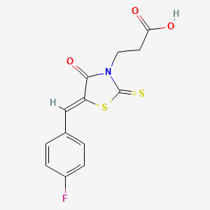 molecular formula C13H10FNO3S2 B2619274 3-[(5Z)-5-[(4-fluorophenyl)methylidene]-4-oxo-2-sulfanylidene-1,3-thiazolidin-3-yl]propanoic acid CAS No. 132272-15-2